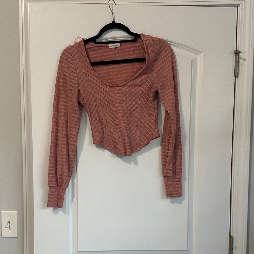 Moa Moa Pink Chevron Crop Top